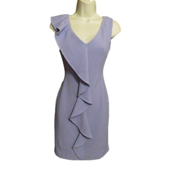 ST. John Periwinkle Wool Ruffle Sleeveless Sheath Dress - Picture 1 of 12